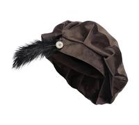 Medieval Hat - Tudor Hat, Elizabethan Renaissance Hats, 62cm Feathered Tudor Costume Beret, Dynasty Feaher Minstrel Muffin Cap | Elizabethan Medieval Headpiece | For Cosplay Masquerade Ball Hallowe