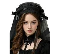 Medieval Headscarf Gothic Style Hairband Headpiece Black A One Size