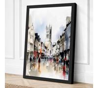 Medieval High Street Vintage Canvas Wall Art Print 18x12 Inch