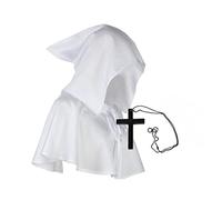 Medieval Hooded Cloak for Halloween Poncho Cosplay Halloween Cowl Hat Poncho Cosplay Costume, White