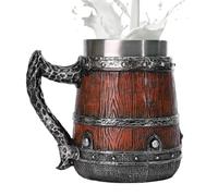 Medieval Jug 550ml Large Capacity Vintage Barrel | Double-walled stainless steel handle beer mug for men, coffee, tea, juice, milk, whisky, cocktail and home bar, kitchen, cafe