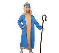 Medieval Kids ShepherdCostume JosephOutfit Xmas NativityCostume Christmas Fancy Dress Up Children’s WickedCostumes Innkeeper Outfit Robe Set with Crutch for Girls Boys (Blue, 10-13 Years)