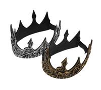 Medieval King Crown Headband Adjustable Silver Pu Foam 2pcs, for Men