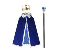 Medieval King Ensemble with Crown and Stick for Dress Up, Blue
