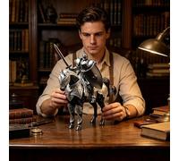 Medieval Knight Action Figure, DIY Assembly Required And Multi-Jointed Movable, Collectible Cavalry Figure with Heavily Armored Warhorse For Office, Bookshelf, Desk