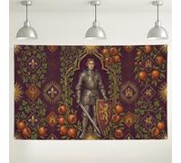 Medieval Knight and Heraldic Pomegranate Backdrop Banner 71x43 Inch