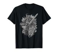 Medieval Knight Armor Sword Shield Dragon Vintage Graphic T-Shirt