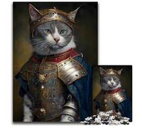 Medieval Knight CatJigsaws 1000 Pieces for Adults Jigsaw Puzzles for Adults Home Activity for Holidays Birthdays And Family Game Nights 1000 PCS(75x50cm)