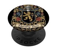 Medieval Knight Coat Arms Chivalry Lives Lion Rampant PopSockets Adhesive PopGrip
