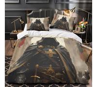 Medieval Knight Comforter Cover 3D Design Printed Luxury 3 Piece Bedding Set Zipper fantasy Warrior Duvet Cover Super Soft Washable for Kids Teens Adults Women Youth Teenagers Double（200x200cm）