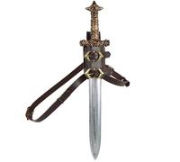 Medieval Knight Costume Faux Leather Back Sword Frog Renaissance Warrior Cosplay Accessory Shoulder Sword Holster Belt, Brown, One size