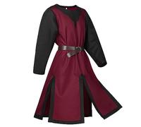 Medieval Knight Costume - Templar Knight Tunic, Carnival LARP Cosplay - Weapon Skirt - Men's Noble Mens Halloween Medieval Tunic Vintage Stage Costume Masquerade Shirts Casual