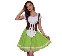 Medieval Knight Costume Youth German Women's Dress with Hanging Lacing at the Waist, Oktoberfest Beer Girl Dress with Small Apron Nene Cosplay Costume (Green, M)