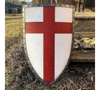 Medieval Knight Fall Authentic Templar Shield - 28-inch Battle Warrior Battlefield Shield, Antique Finish