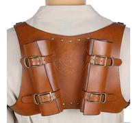 Medieval Knight Faux Leather Embossed Double Back Sword Frog Renaissance Warrior Cosplay Sword Holster, Brown, One size