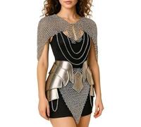 Medieval Knight Female Chainmail Costume Steel Women Fantasy Armor Lady Warrior Tassets LARP Cosplay Gothic Women Chainmail suit
