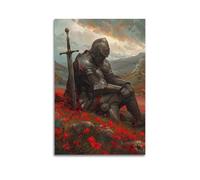 Medieval Knight Gothic Dark Fantasy Medieval Castle Knight Poster Decorative Painting Canvas Wall Art Picture Print Modern Family Bedroom Decor 12x18inch(30x45cm)