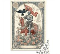 Medieval Knight in Armor Riding A Horse,Puzzles Gemusterte Nachhaltige Puzzles Für Erwachsene Hochwertige Holzspielpuzzles 70x50cm/1000pcs