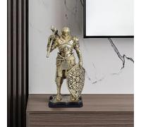 Medieval Knight in Armor Statue Warrior Figurine with Ornate Weapon Vintage Collectible Resin Sculpture for Home Decor Office Shelf Living Room Bedroom Table Desk Bookshelf Gift for History Buffs