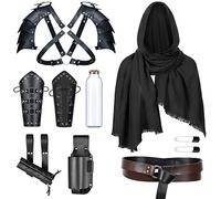 Medieval Knight Leather Belt Shawl Men Renaissance Half Shoulder Cape Scarf Buckle Bracers Retro Magic Cork Potion Bottle Sword Frog Accessories(Type8)