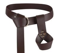 Medieval Knight Leather Belt with Pirate Sword Holster Dagger Frog Renaissance Belt Set for Knight Costume Cosplay, Brown002, One size