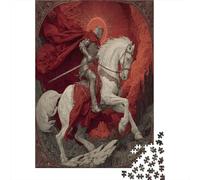 Medieval Knight on A White Horse,Rätsel Für Erwachsene 70x50cm/1000pcs,Herausforderungsspiele