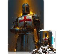 Medieval Knight Paintings Jigsaw Puzzles for Adults Teenagers Jigsaws Puzzle,Help The Brain Exercise Addictive Toys to Cultivate Patience Suitable for Couples (38x26cm)