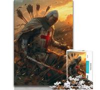 Medieval Knight Paintings Jigsaws 1000 Pieces for Adults,Staycation Kill Time Every Piece Is Unique - Challenging Family Fun Game (75x50cm)