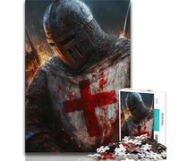 Medieval Knight Paintings Puzzles for Adults Teens 1000 Pieces,Learning Educational Toys Family Games with Matching Poster And Trivia Sheet (38x26cm)