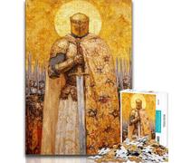 Medieval Knight Paintings Puzzles for Teenagers Teens 1000pc Puzzle,Stress Reliever Difficult Challenge Unique Home Decor And Gifts 38x26cm