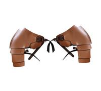 Medieval Knight PU Leather Shoulder Pauldron, Left and Right Set, Adjustable 85-125cm Bust, Viking Pirate Style Costume Accessory, for Cosplay, Halloween, Theme Party (Brown, One Size)