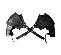 Medieval Knight PU Leather Shoulder Pauldron, Left and Right Set, Adjustable 85-125cm Bust, Viking Pirate Style Costume Accessory, for Cosplay, Halloween, Theme Party (Black, One Size)
