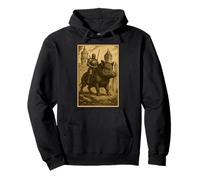 Medieval Knight Riding a Boar Fantasy Surreal Wild Pig Rider Pullover Hoodie