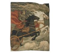 Medieval Knight Riding A Chariot Pulled by Two Horses Super Soft Blanket | Throws | Fluffy And Warmth Comfortable Travel Cover,50x60inch(127x152cm)