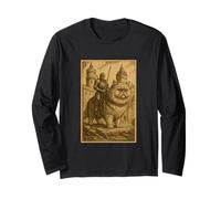 Medieval Knight Riding a Persian Cat Rider Surreal Feline Long Sleeve T-Shirt