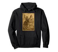 Medieval Knight Riding a Persian Cat Rider Surreal Feline Pullover Hoodie