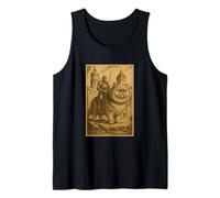 Medieval Knight Riding a Persian Cat Rider Surreal Feline Tank Top