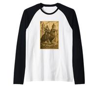 Medieval Knight Riding an Eagle Surreal Bird Rider Fantasy Raglan Baseball Tee