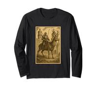 Medieval Knight Riding Deer Fantasy Art Surreal Animal Rider Long Sleeve T-Shirt