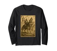 Medieval Knight Riding Wolf Fantasy Art Surreal Animal Rider Long Sleeve T-Shirt