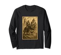 Medieval Knight Riding Yorkshire Terrier Dog Surreal Rider Long Sleeve T-Shirt