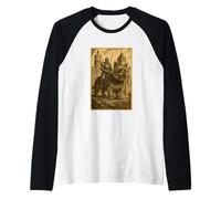 Medieval Knight Riding Yorkshire Terrier Dog Surreal Rider Raglan Baseball Tee