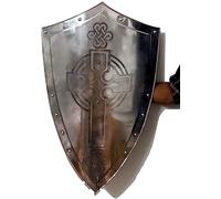 Medieval Knight Shield All Metal Handcrafted Medieval Armour Shield Gift 24 Inch, Silver Polish, 28 inches
