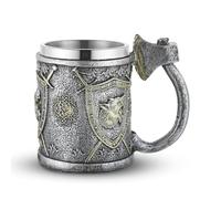 Medieval Knight Shield Axe Beer Cup Men Women Stainless Steel Resin Retro Gothic Mug Renaissance Prop