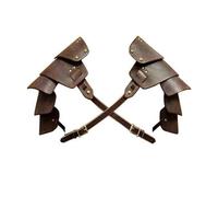 Medieval Knight Shoulder Armor Viking Leather Pauldrons Retro Warrior Armor Adjustable Steampunk Double Shoulder Guard for Men Women Halloween Carnival Costume Party Fancy Dress Cosplay Accessory