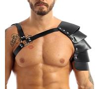 Medieval Knight Shoulder Armor Viking Leather Pauldrons Vintage Warrior Armor Adjustable Steampunk Retro Shoulder Guard for Men Women Halloween Carnival Costume Party Fancy Dress Cosplay Accessory
