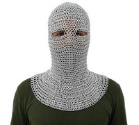 Medieval Knight Silver Eyes Chainmail Coif Armor Hood Battle Ready Chain Mail Renaissance Viking LARP Costume