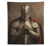 Medieval Knight Sword Portrait Wall Tapestry, Medieval Illustration