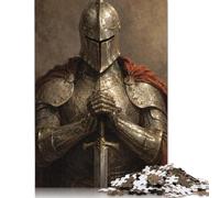 Medieval Knight Sword Portrait Wooden Jigsaw Puzzle 300 Pieces