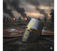 Medieval Knight Templar Crusader Armor Helmet Halloween Costume On Stand